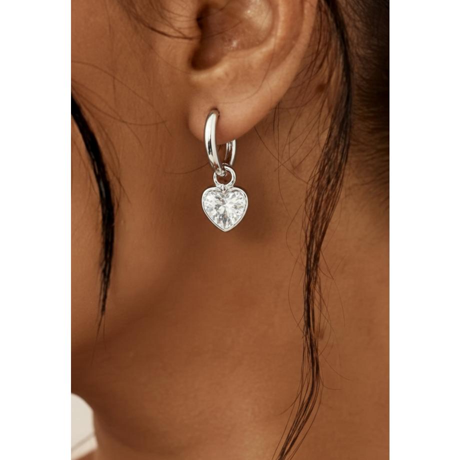 Maxte  Creolen mit Hängendem Herz und Zirkonia 