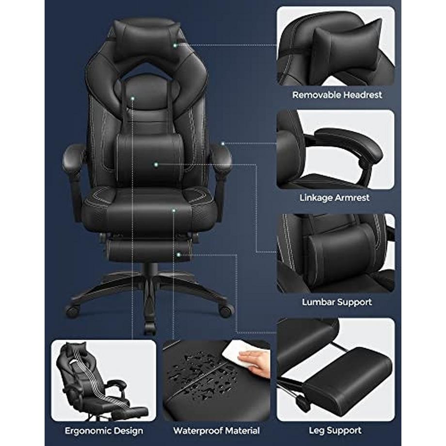 Pricenet  Ergonomischerer Gaming-Stuhl mit Fußstütze und Lordosenstütze 