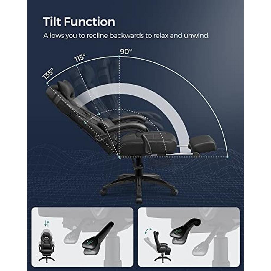 Pricenet  Ergonomischerer Gaming-Stuhl mit Fußstütze und Lordosenstütze 