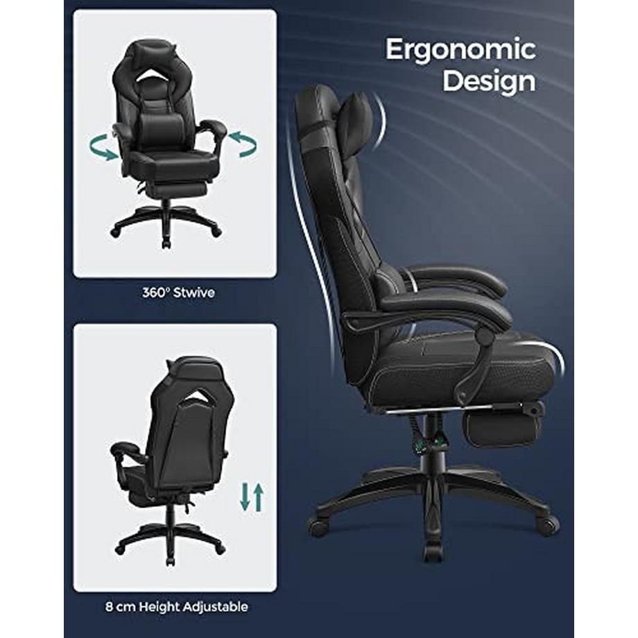 Pricenet  Ergonomischerer Gaming-Stuhl mit Fußstütze und Lordosenstütze 