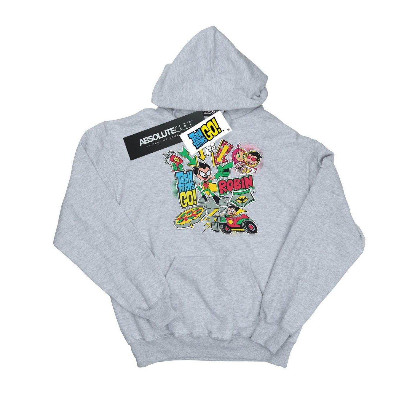 Image of Teen Titans Go Robin Montage Kapuzenpullover Mädchen Grau 128