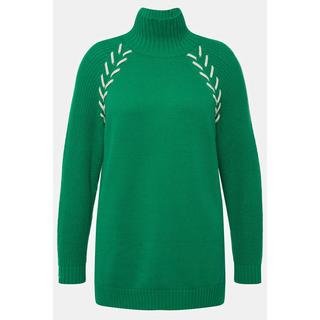 Ulla Popken  Pullover, Schmuckbänder, Stehkragen, Langarm 