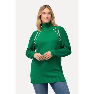 Ulla Popken  Pullover, Schmuckbänder, Stehkragen, Langarm 