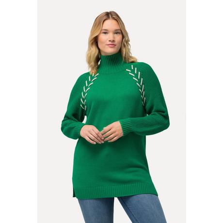 Ulla Popken  Pullover, Schmuckbänder, Stehkragen, Langarm 