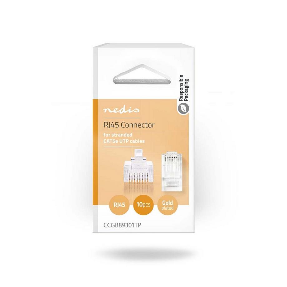 Nedis  RJ45-Stecker | Männlich | Verseilte UTP CAT5 | Gerade | Vergoldet | 10 Stk. | PVC | Transparent | Schachtel 