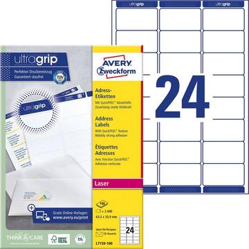 Adress-Etiketten 63.5 x 33.9 mm Papier Weiß 2400 St. Permanent haftend Tintenstrahldrucker