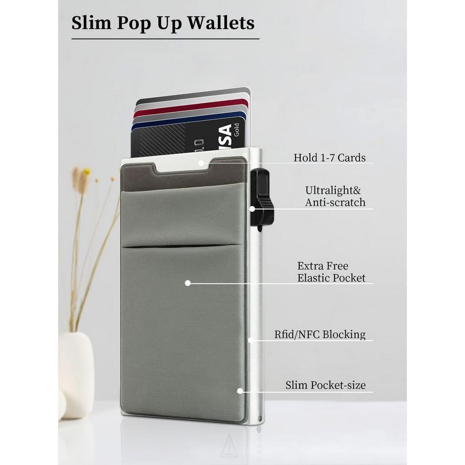 Only-bags.store Portafoglio Minimalista Pop Up Protezione RFID Porta Carte Porta Carte di Credito Sottile con Portamonete  