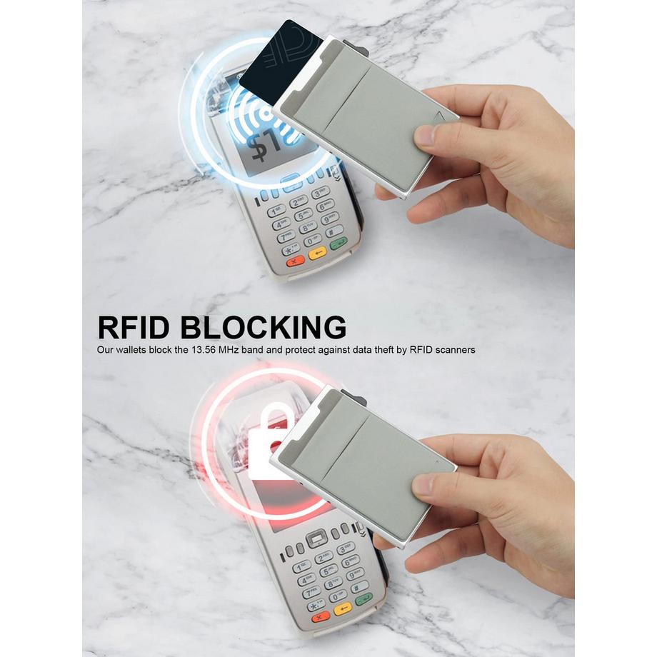 Only-bags.store Portafoglio Minimalista Pop Up Protezione RFID Porta Carte Porta Carte di Credito Sottile con Portamonete  
