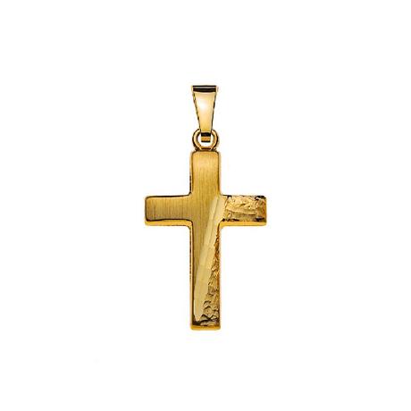 MUAU Schmuck  Croix en barre or jaune 750, 18x12mm 