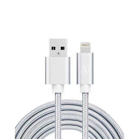 B2X  Câble USB vers Lightning, 2,4 A, 2 m, nylon - Argent 
