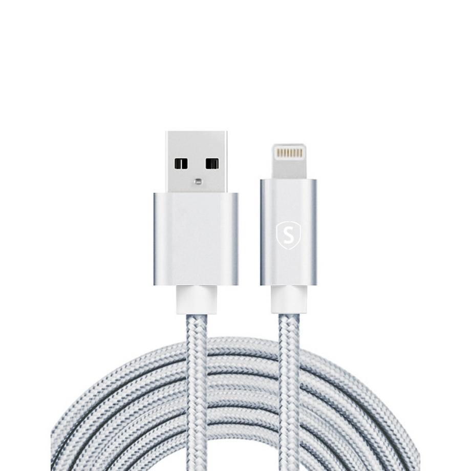 USB-auf-Lightning-Kabel, 2,4 A, 2 m, Nylon – Silber