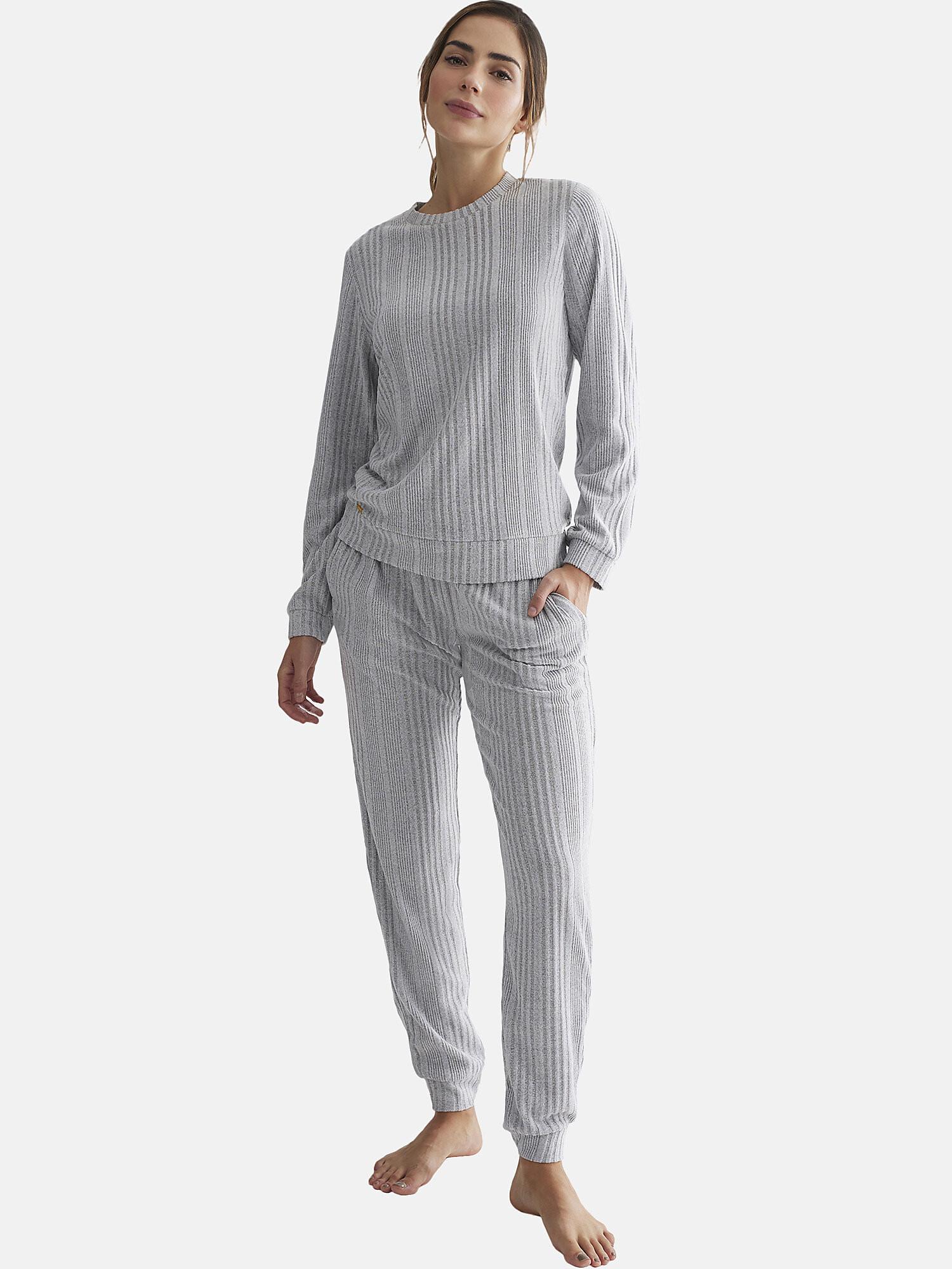 Image of Freizeitkleidung Und Innenausstattung Pyjama Hose Oberteil Basica Unisex Rauch XL