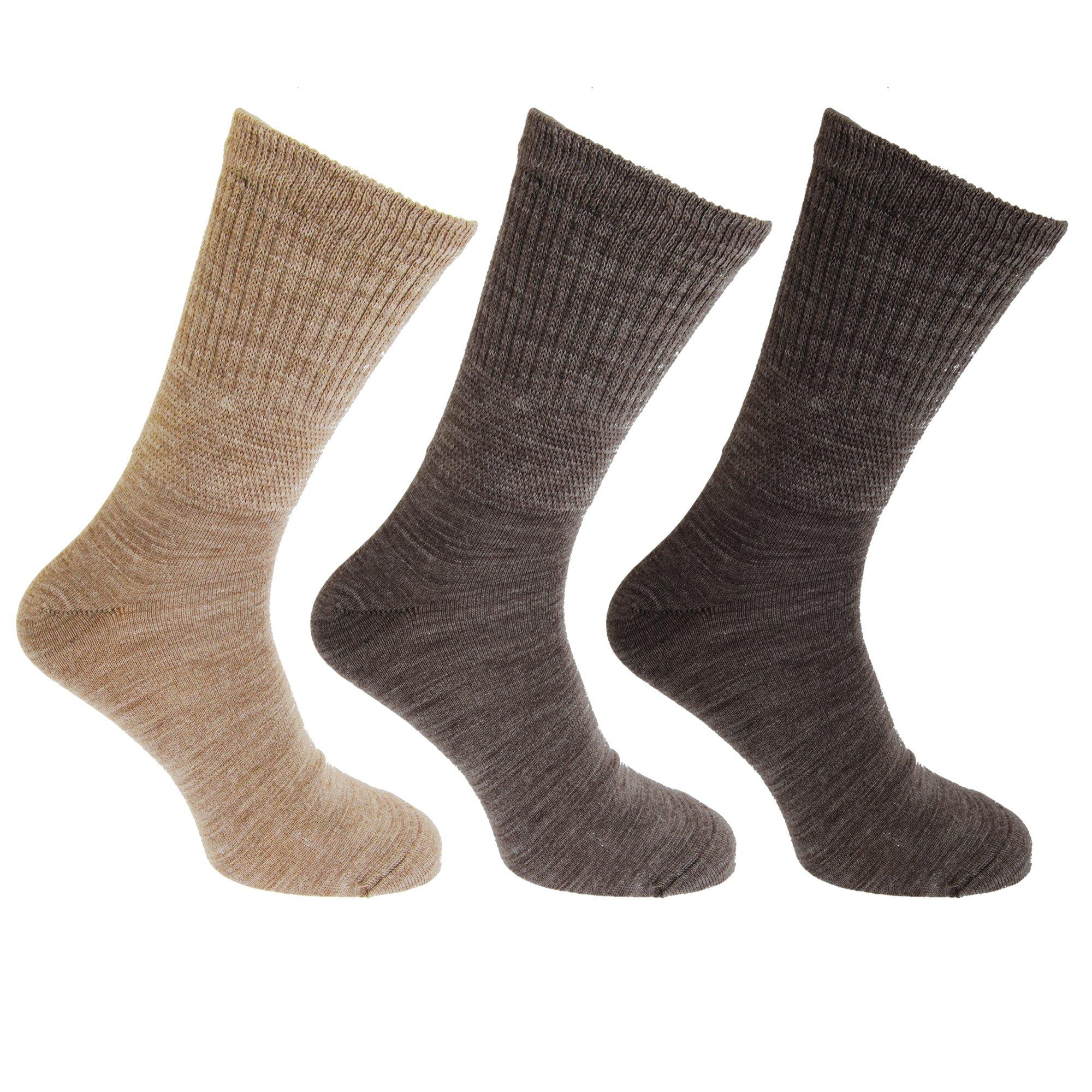 Image of Diabetikersocken, Extra Weit, 3erpack, Wollanteil Herren Braun 39-43