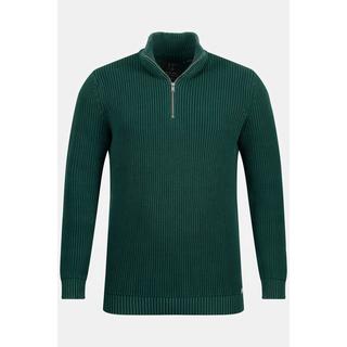 JP1880  Maglione polo con stone wash, collo alto e zip 