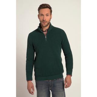 JP1880  Maglione polo con stone wash, collo alto e zip 