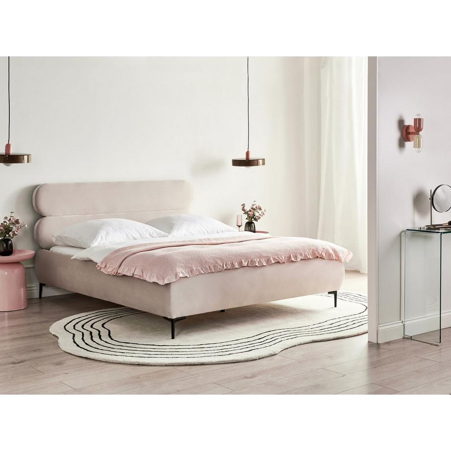 Beliani Bett mit Lattenrost aus Samtstoff  LESSAY  
