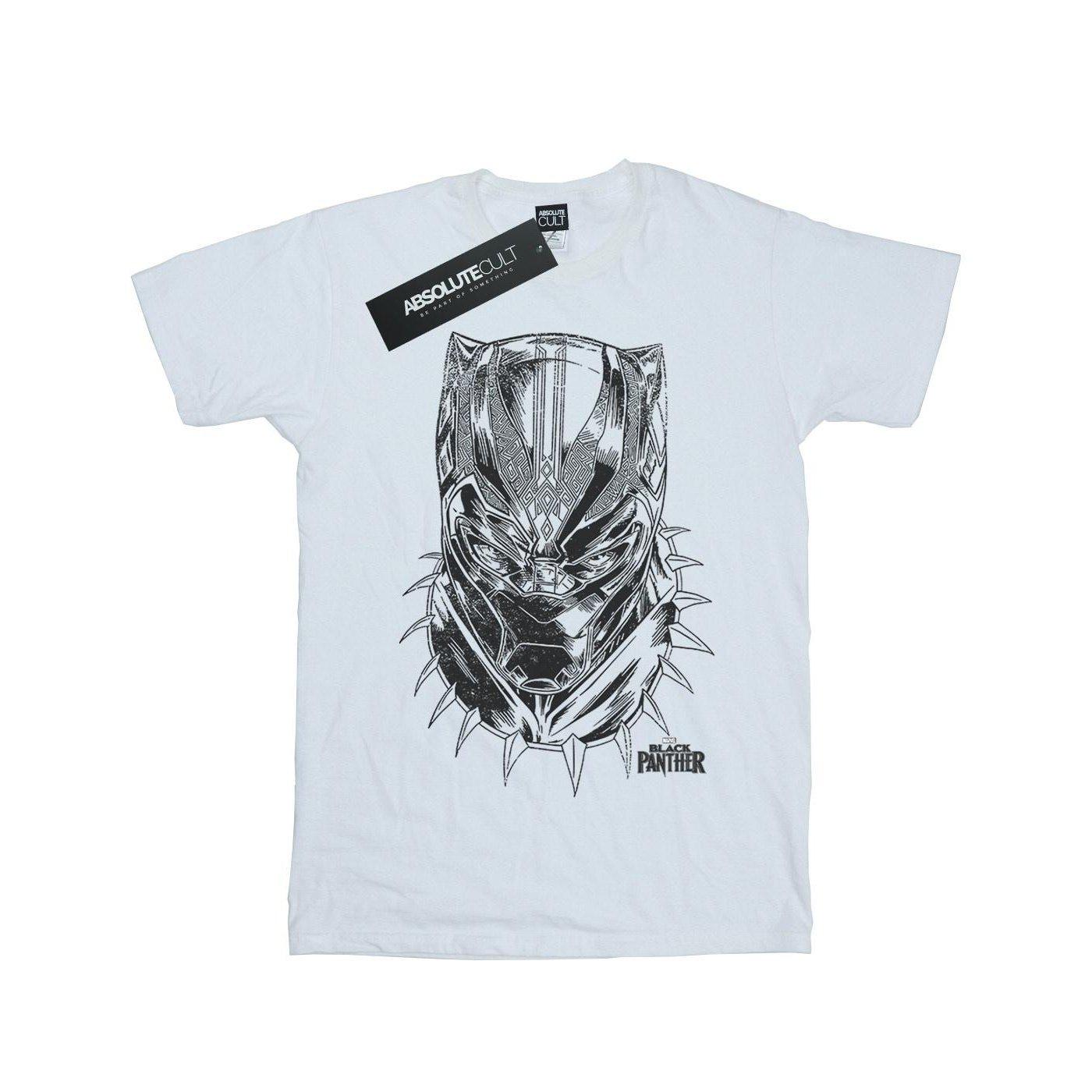 Image of Black Panther Spray Headshot Tshirt Unisex Weiss 116