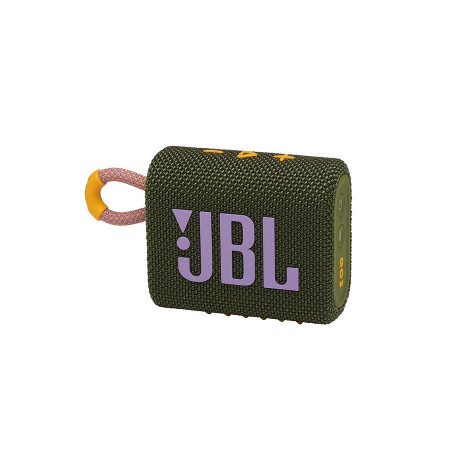 JBL GO3 

 Go 3 Wasserdichter kabelloser tragbarer Bluetooth-Lautsprecher Grünes und lila Logo 