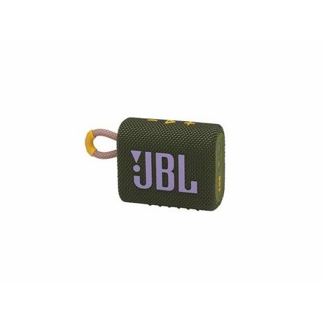 JBL  Go 3 Wasserdichter kabelloser tragbarer Bluetooth-Lautsprecher Grünes und lila Logo 