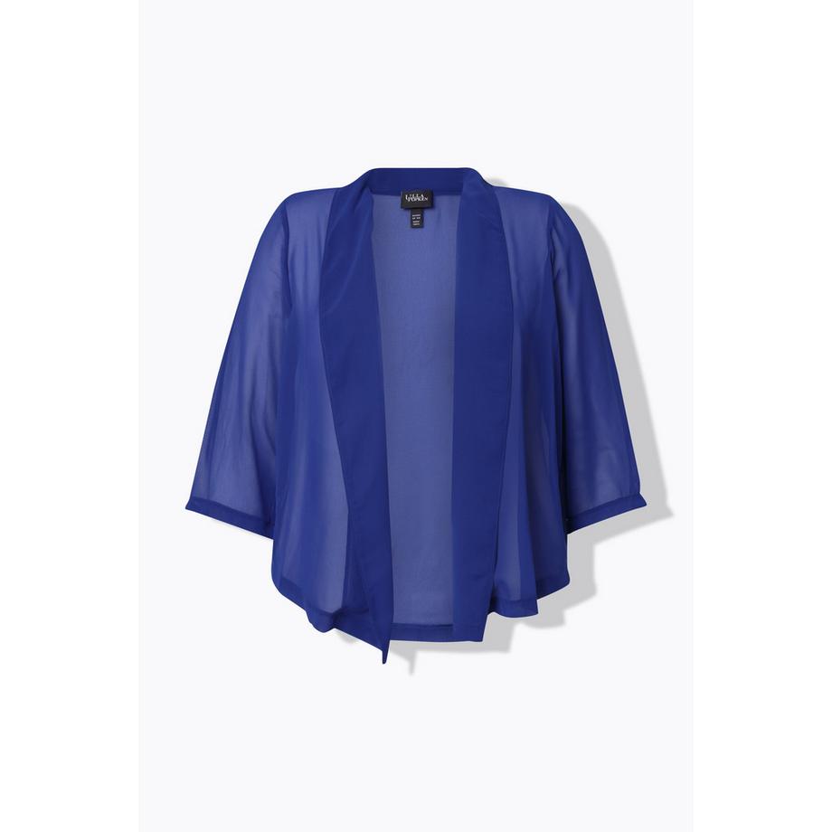 Ulla Popken Veste en mousseline oversize Col châle Manches 3/4  