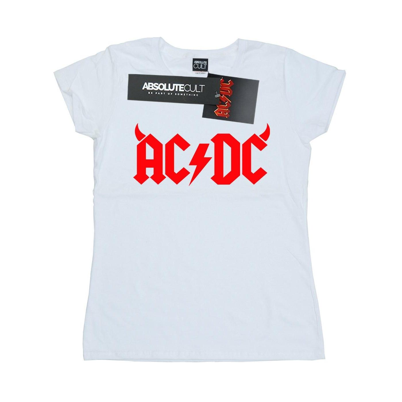 Image of Acdc Horns Logo Tshirt Damen Weiss XL