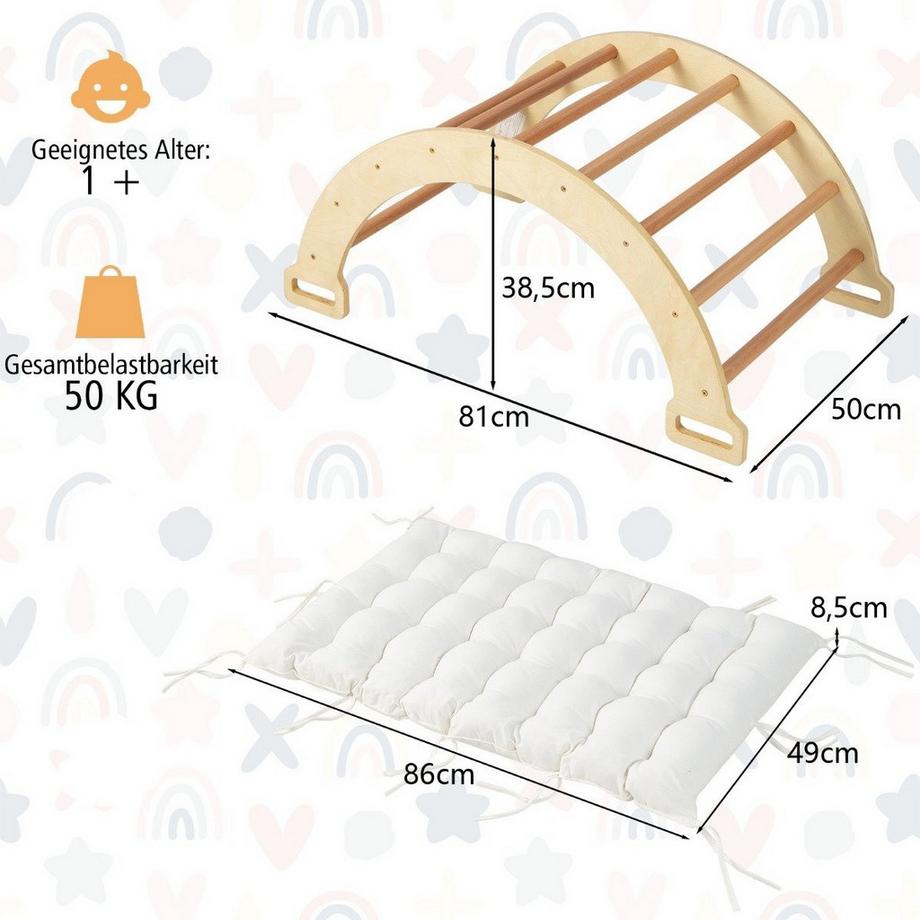 B2X  Arche à bascule 2 en 1 avec coussin Arche d'escalade double face Naturel 