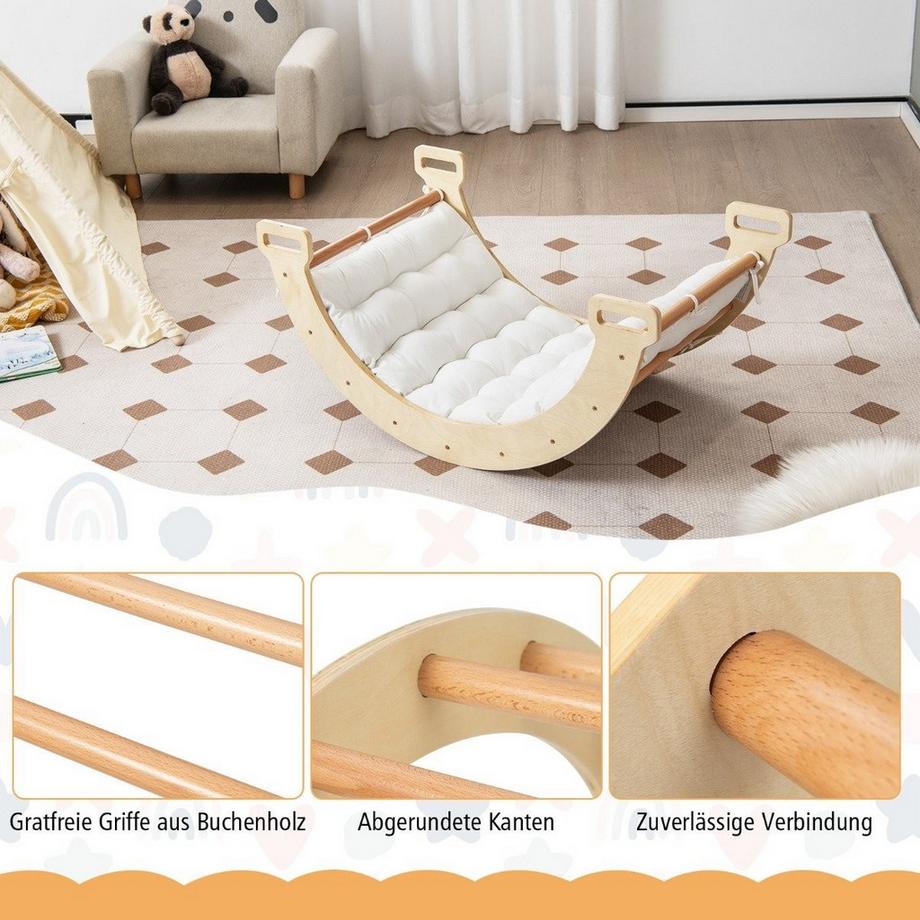 B2X  Arche à bascule 2 en 1 avec coussin Arche d'escalade double face Naturel 