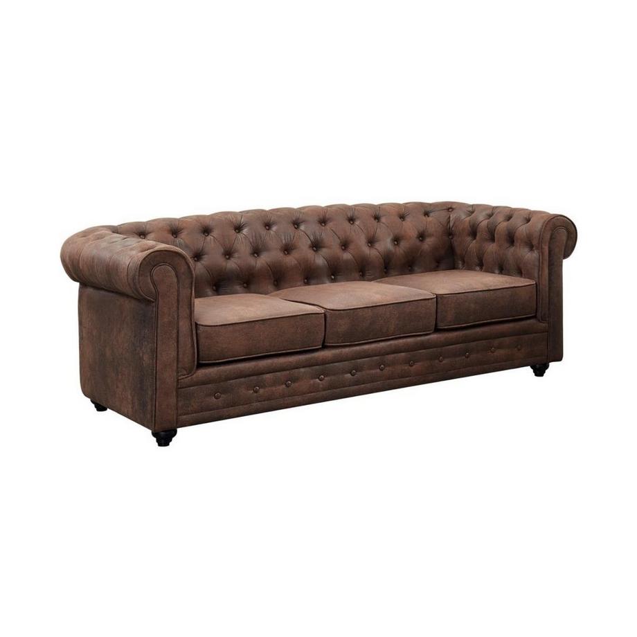 Vente-unique Couchgarnitur 3+2+1 CHESTERFIELD Microfaser VintageLook  