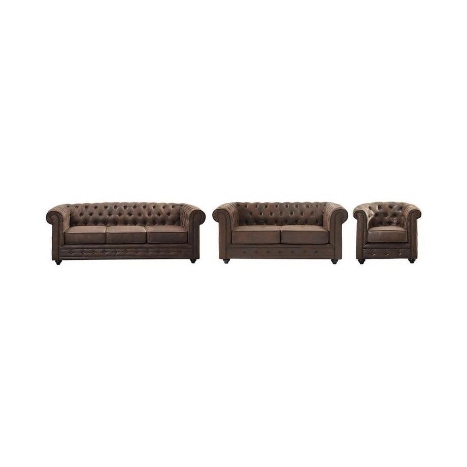 Vente-unique Couchgarnitur 3+2+1 CHESTERFIELD Microfaser VintageLook  
