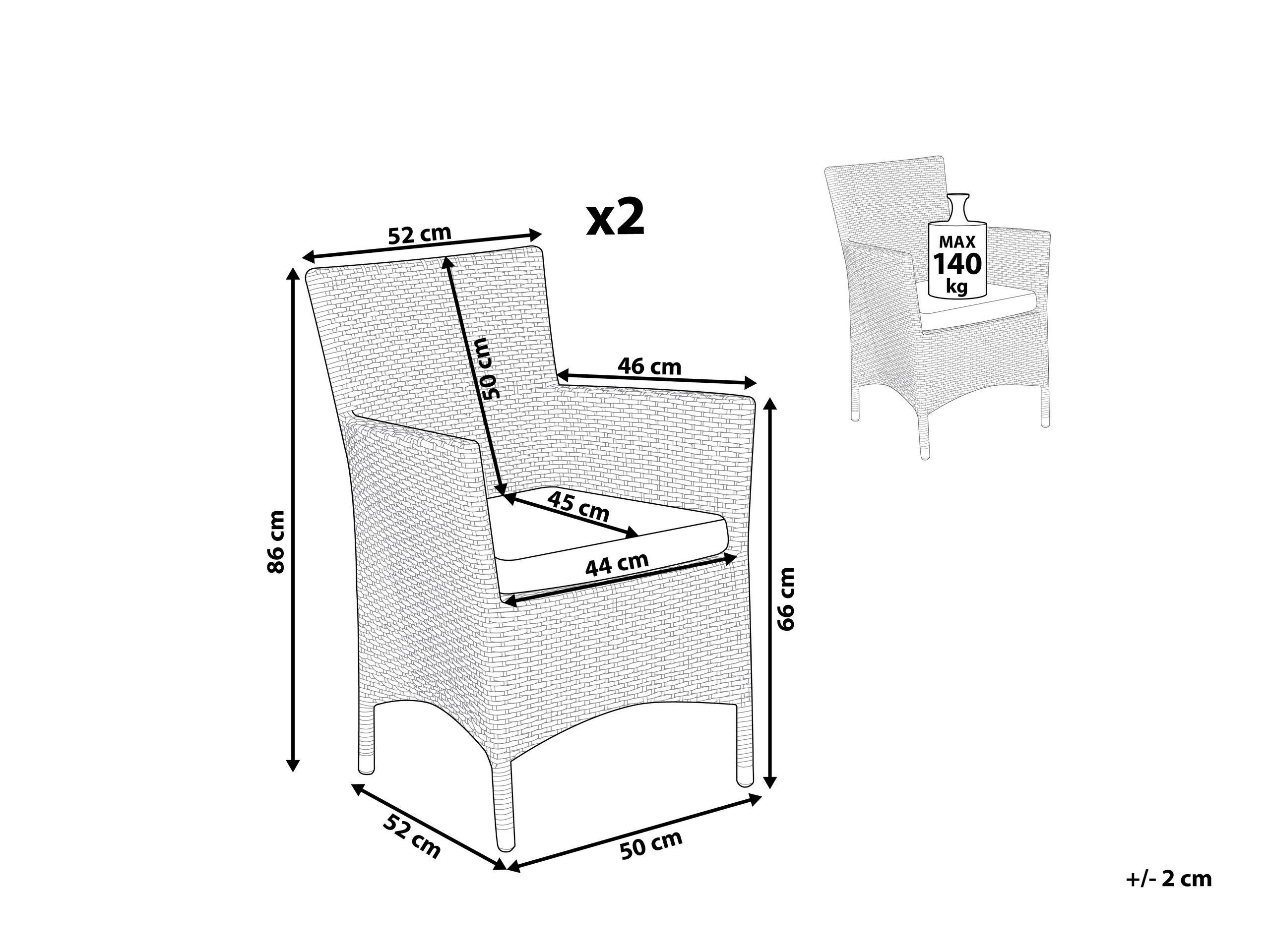 Beliani Lot de 2 chaises en Polyrotin Traditionnel ITALY  