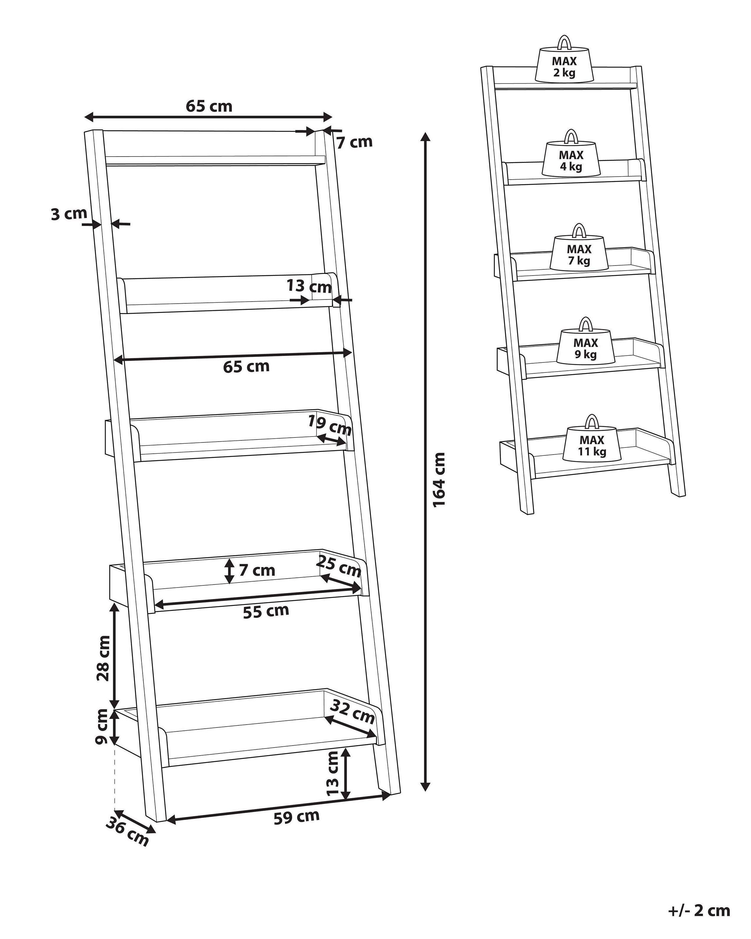 Beliani Bücherregal mit 5 Fächern aus MDF-Platte Skandinavisch MOBILE TRIO  