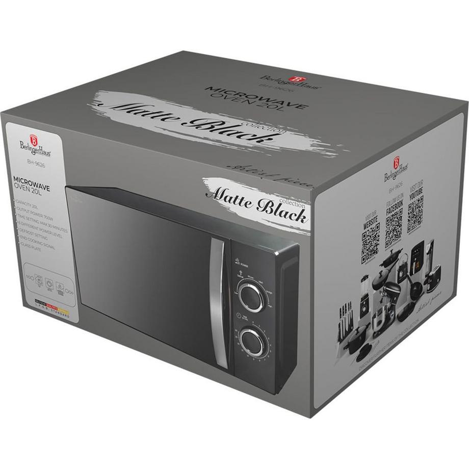 Berlinger Four à micro-ondes 20L 1200W Black Silver Collection  