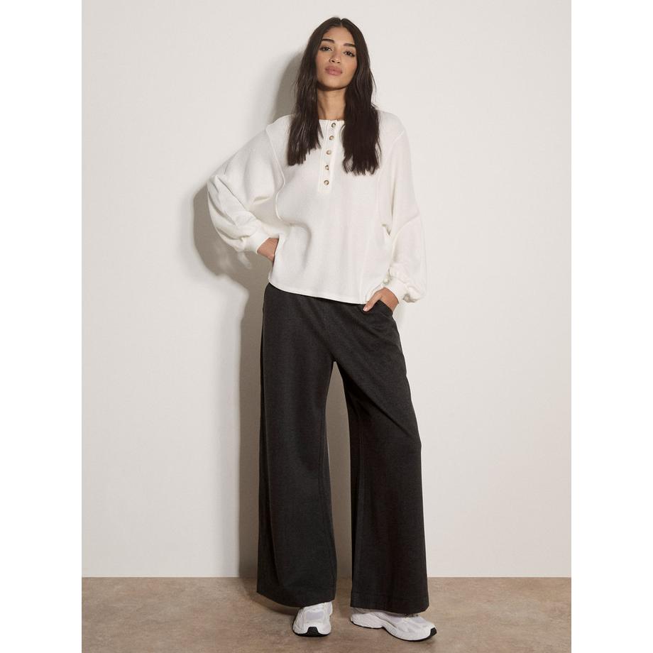 APRICOT Top in maglia a coste con collo a bottoni  