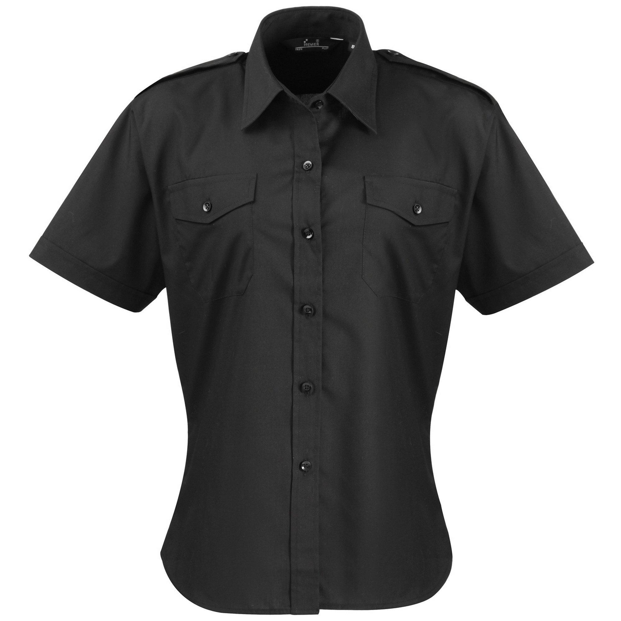 Image of Pilot Bluse Kurzarm Damen Schwarz 46