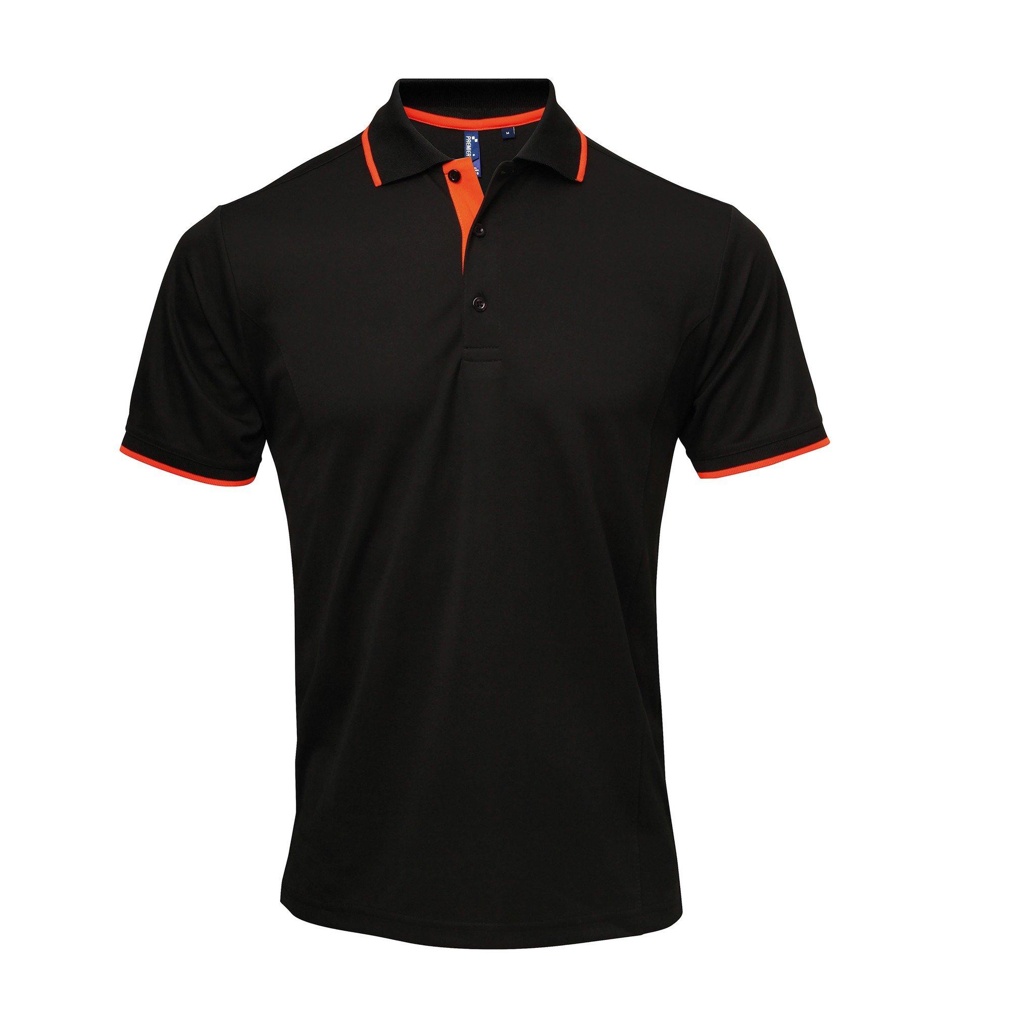 Image of Kontrast Coolchecker Polo Shirt Herren Schwarz 4XL