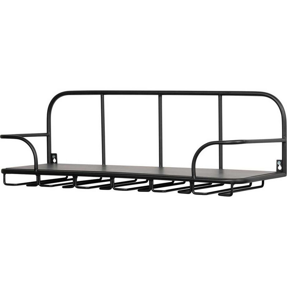 mutoni Scaffale da parete Hugo per bicchieri Metallo Legno Nero  