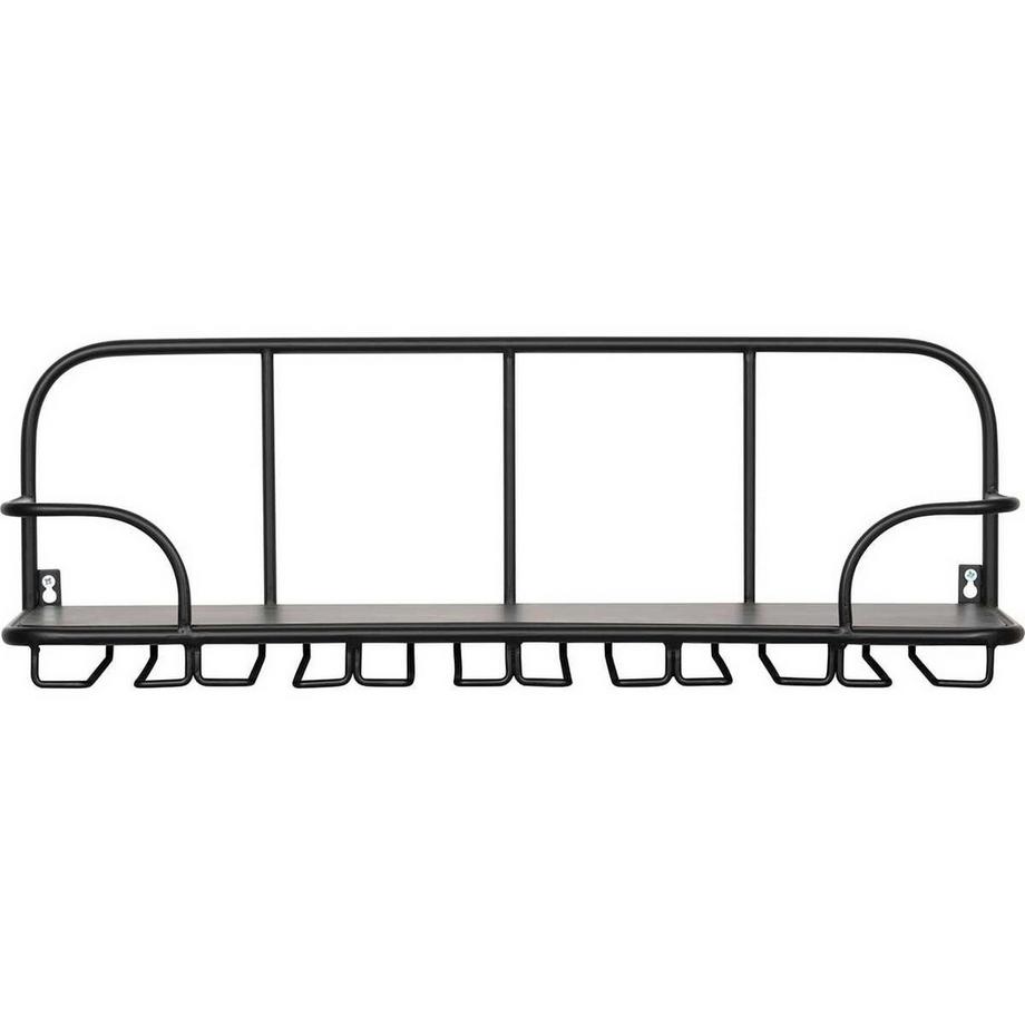 mutoni Scaffale da parete Hugo per bicchieri Metallo Legno Nero  