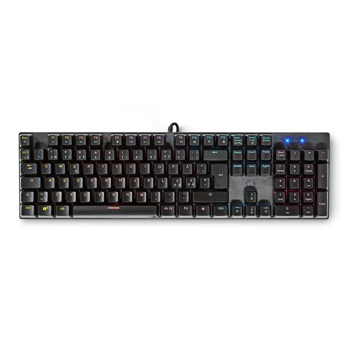 Nedis  Clavier de jeu filaire | USB Type-A | Touches mécaniques | LED | QWERTY | ND Layout | Alimentation USB | Longueur du câble d'alimentation : 1.50 m | Gaming 