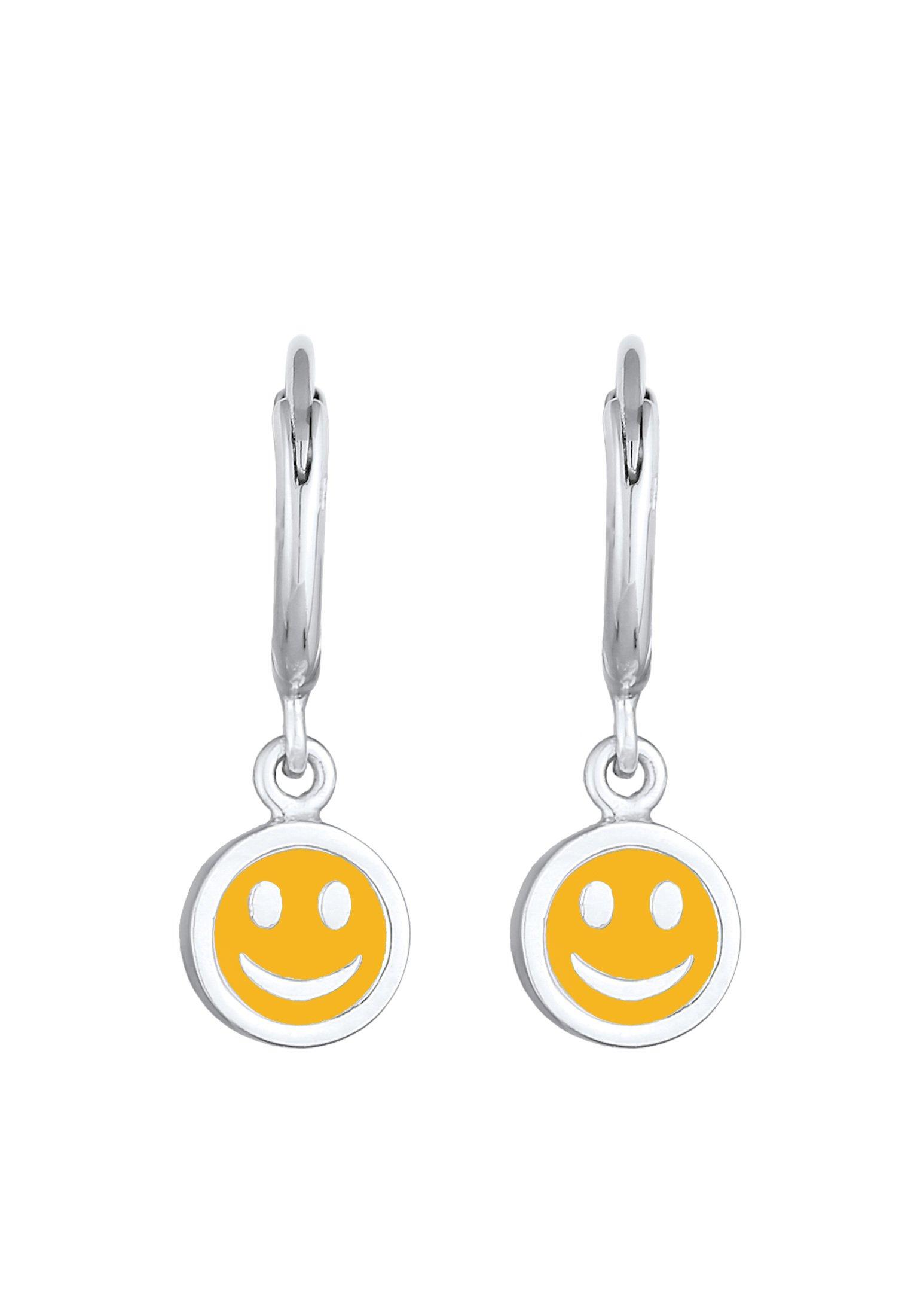 Elli  Boucles d'Oreilles Enfants Créoles Pendentif Smile Avec Émail 