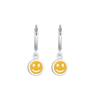 Elli  Boucles d'Oreilles Enfants Créoles Pendentif Smile Avec Émail 