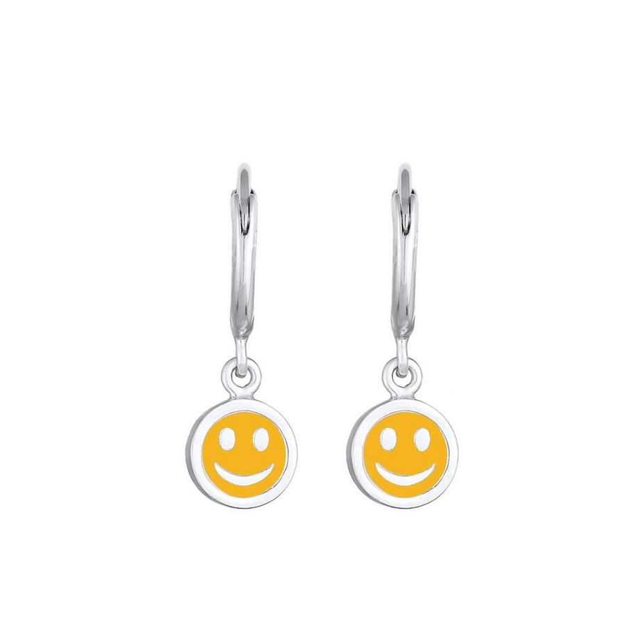 Elli  Boucles d'Oreilles Enfants Créoles Pendentif Smile Avec Émail 