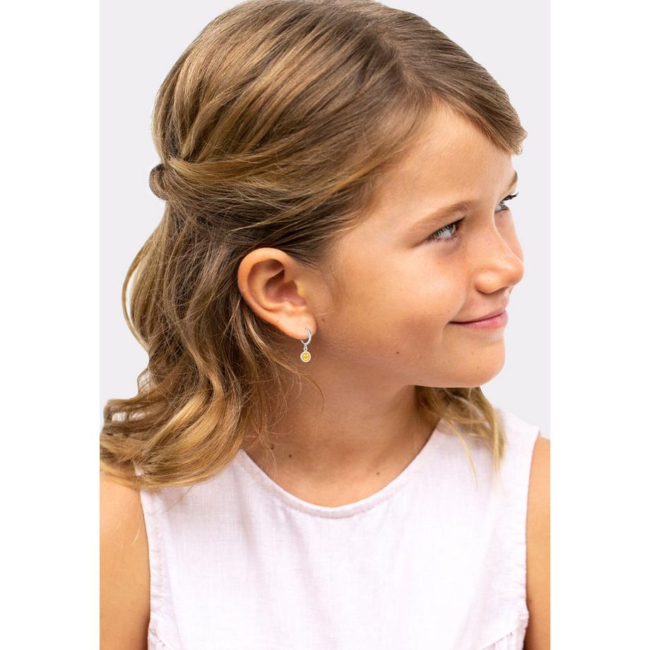 Elli  Boucles d'Oreilles Enfants Créoles Pendentif Smile Avec Émail 