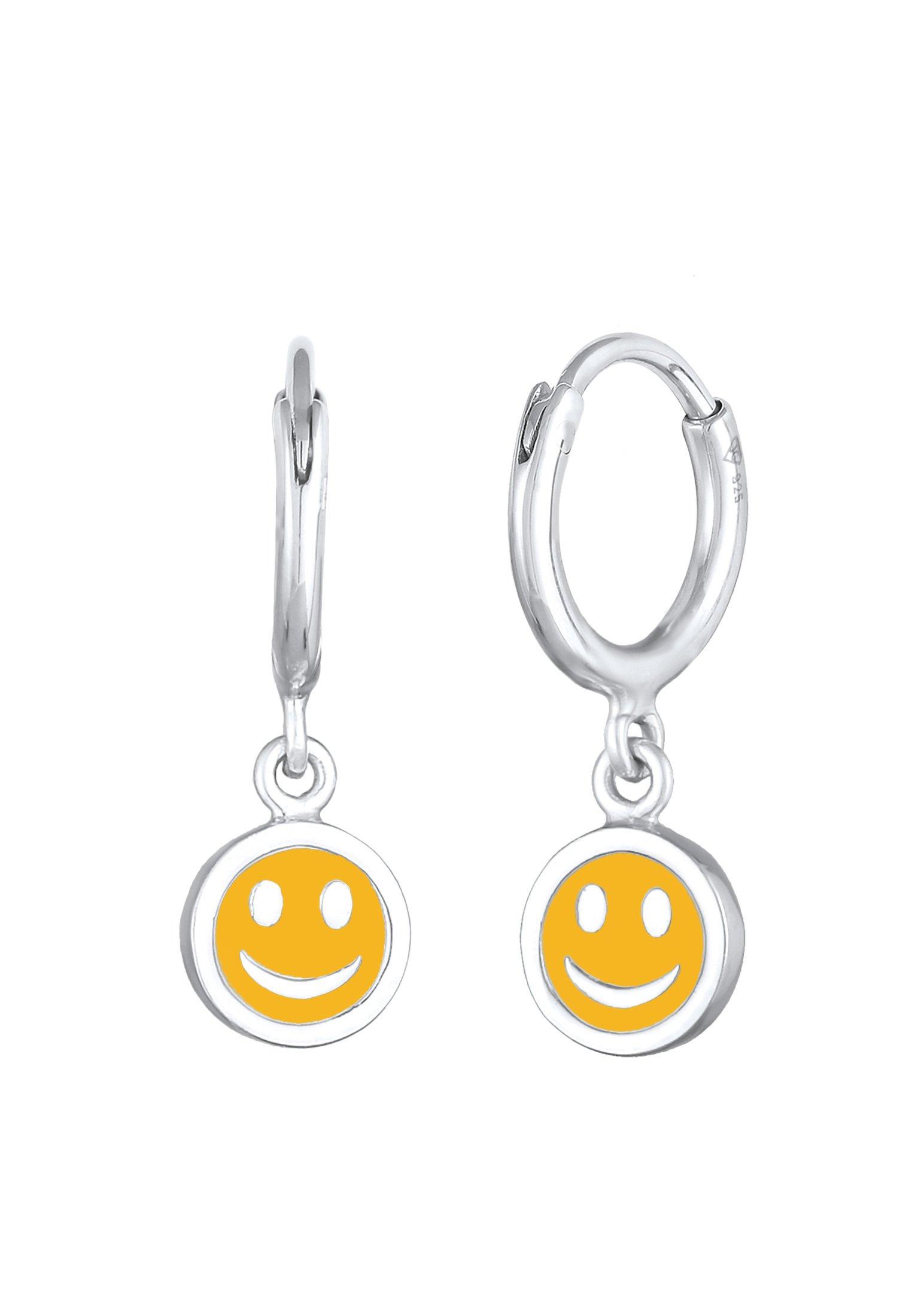 Elli  Boucles d'Oreilles Enfants Créoles Pendentif Smile Avec Émail 