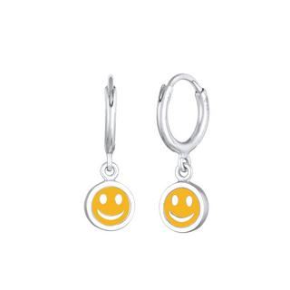 Elli  Boucles d'Oreilles Enfants Créoles Pendentif Smile Avec Émail 