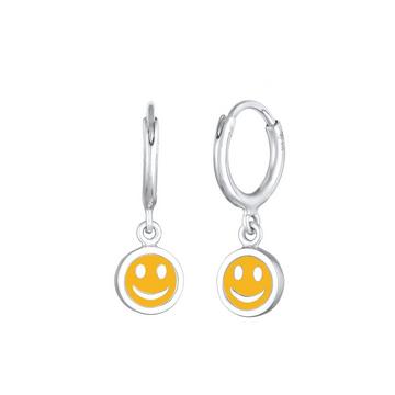 Boucles d'Oreilles Enfants Créoles Pendentif Smile Avec Émail