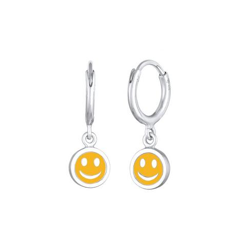 Elli  Boucles d'Oreilles Enfants Créoles Pendentif Smile Avec Émail 