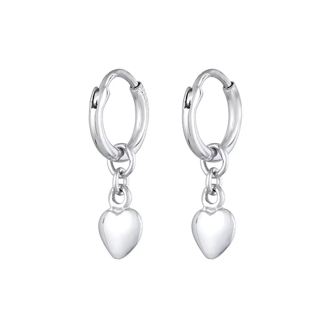Elli - Ohrringe Creolen Herz Liebe Romantik, One Size, Argento