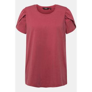 Ulla Popken  T-shirt col rond et manches courtes, teinture à froid, silhouette en A évasée 