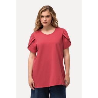 Ulla Popken  T-shirt col rond et manches courtes, teinture à froid, silhouette en A évasée 