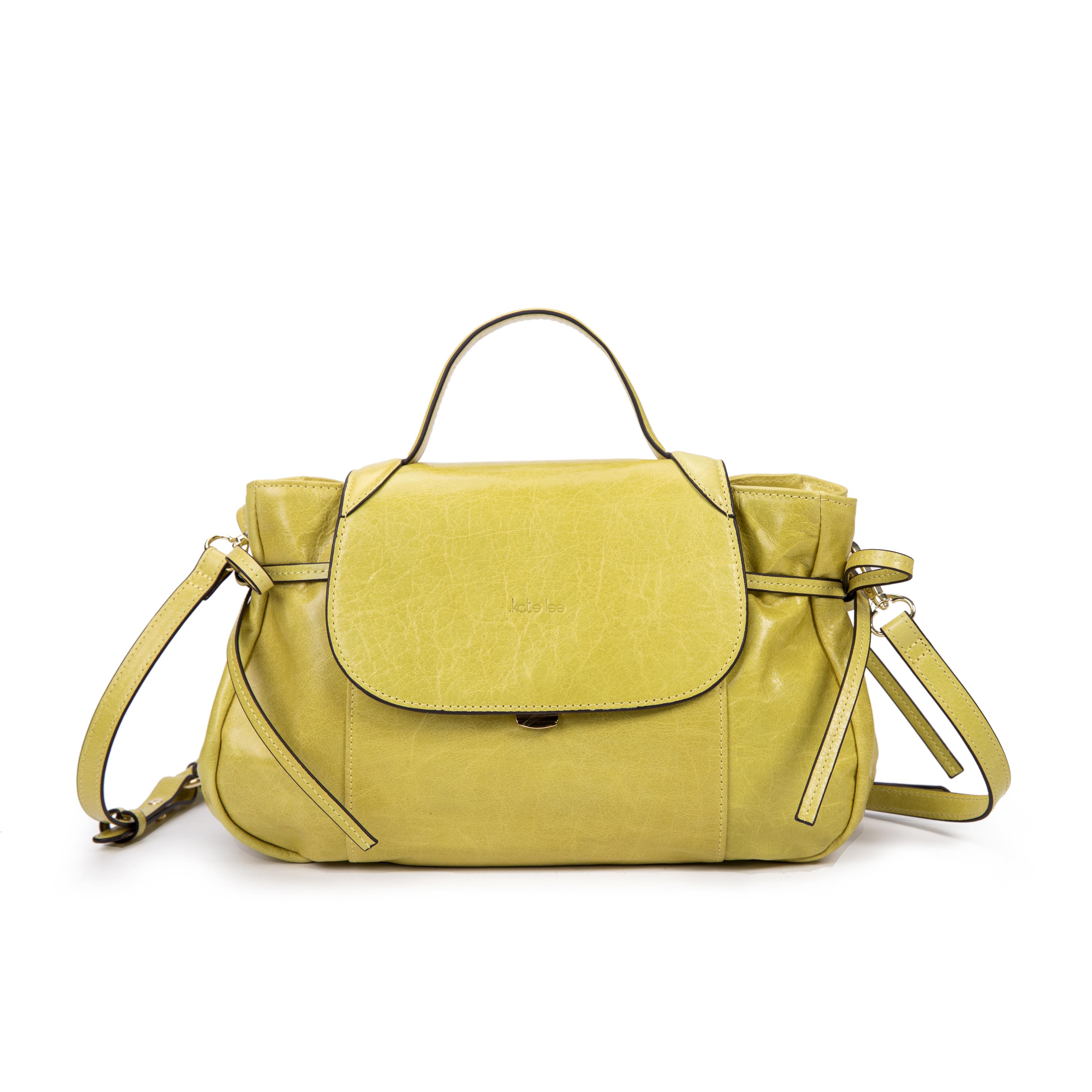 Image of Einkaufstasche M India Mit Griff Aus Zitronenfarbenem Glanzleder Damen Apfelgrün ONE SIZE